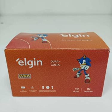 Imagem de Pilha Zinco 9V Elgin Bateria 9 Volts Carvão 6F22 Caixa kit com 10 unidades