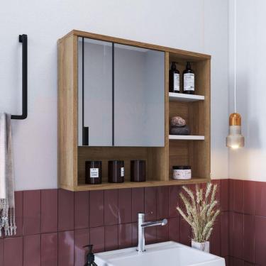 Imagem de Armário Para Banheiro com 1 Porta LVA06 Versato Nova Móbile Marrom/Branco