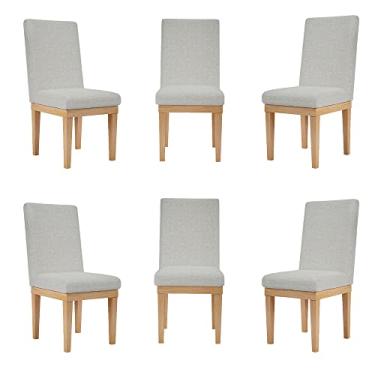 Imagem de KIT 6 Cadeiras Reforçada para Mesa de Jantar Luxo Linho Cor:Linho Cinza Claro