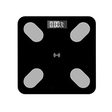 Imagem de balança de banheiro digital, balança de pesagem, balança smart bmi, balança de peso digital sem fio para banheiro, 180 kg, preta