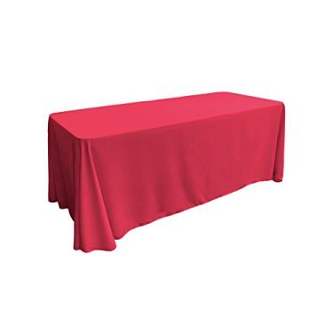 Imagem de LA Linen Toalha de mesa retangular de popelina de poliéster, 228 cm x 396 cm, fúcsia