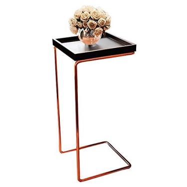 Imagem de Mesa Lateral Apoio para Sofá Pé Cobreado LarFlex Laca Preto