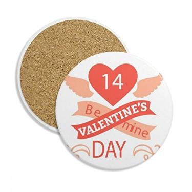 Imagem de Caneca de porta-copos vermelha do Dia dos Namorados Be Mine, pedra absorvente de proteção de mesa