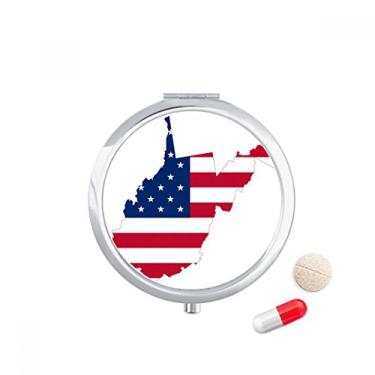 Imagem de Virginia USA Mapa Ocidental Estrelas Listras Bandeira Forma Pílula Bolso Caixa de Armazenamento de Remédio Dispensador de Recipiente