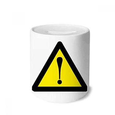 Imagem de DIYthinker Símbolo de aviso amarelo preto triângulo seguro caixa de dinheiro caixa de cerâmica porta-moedas presente de cofrinho
