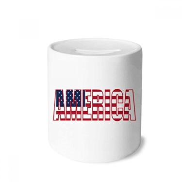 Imagem de DIYthinker Caixa de moedas de cerâmica com nome da bandeira dos EUA e porta-moedas