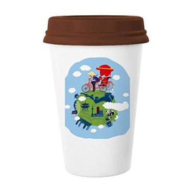Imagem de Caneca chinesa The Great Wall Art Caneca de café bebendo vidro cerâmica copo tampa