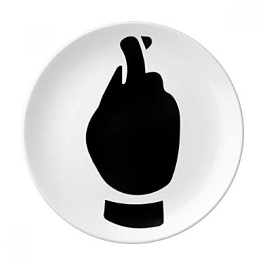 Imagem de Gesture Outline Placa de padrão preta decorativa de porcelana Salver Prato de jantar