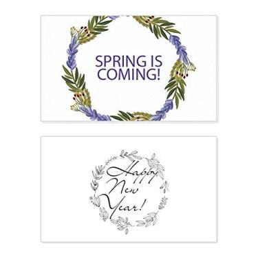 Imagem de Guirlanda redonda Flor Azul Planta Ano Novo Festival Cartão Bless Mensagem Presente