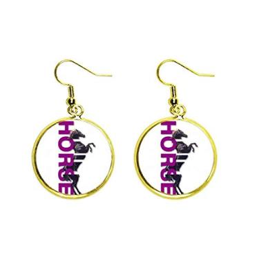 Imagem de Brinco de cavalo em pé com pingente de orelha dourada para mulheres