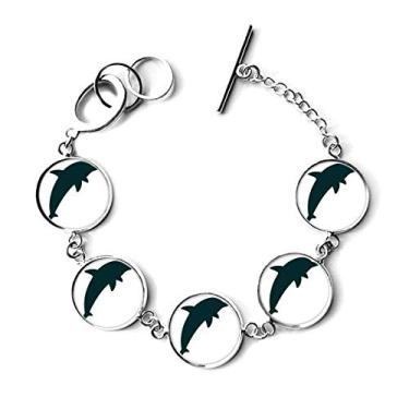 Imagem de Bracelete de golfinho com corrente em formato de símbolo do oceano azul