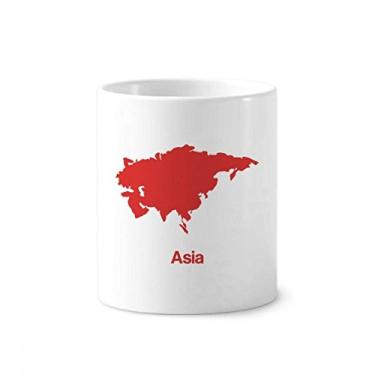 Imagem de Suporte de caneta com ilustração asiática vermelha com estampa de mapa de escova de dentes e suporte de cerâmica