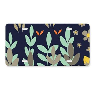 Imagem de DIYthinker Etiqueta de aço inoxidável para decoração de placa de licença com flor de galho de folha