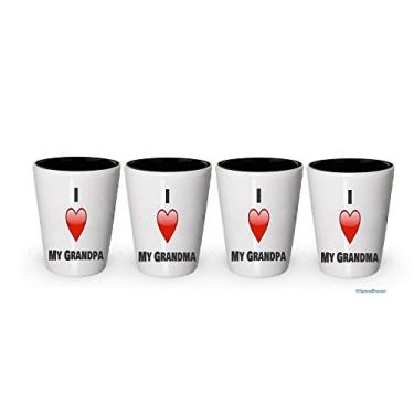 Imagem de Copo de shot I Love My Grandpa and Grandma – Presentes para a vovó e o vovô (4, casal)