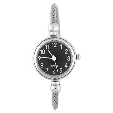 Imagem de Naroote Relógio de quartzo, pulseira de liga de relógio analógico, 4 cores para meninas e amigas (disco preto digital), Relógio analógico, relógio de quartzo, digital