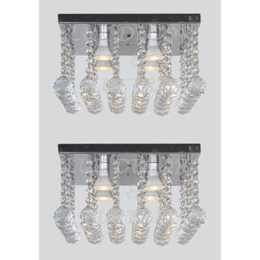 Imagem de Kit 02 Luminárias Plafon De Cristal Com Base De Inox 30x30cm