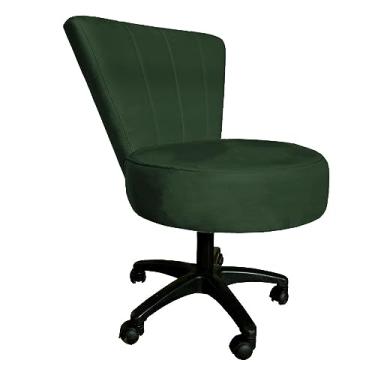 Imagem de Cadeira Mocho Costurado Elegância Veludo Verde Base Giratória - Pallazio