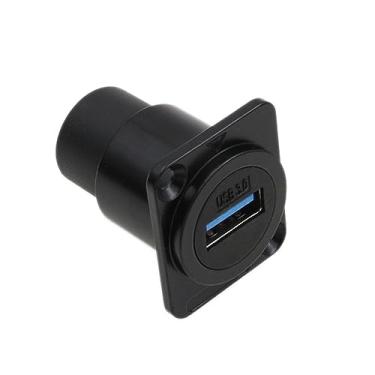 Imagem de HangTon Pacote com 5 conectores de acoplador à prova d'água USB 3.0, soquete de painel, anteparo de alimentação, cabo em linha tipo D, extensão fêmea para fêmea para ambientes externos