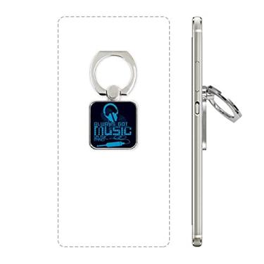 Imagem de Fone de ouvido azul com estampa louca de música, quadrado, suporte universal para presente