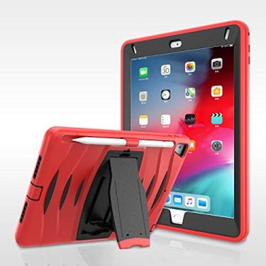 Imagem de QYiD Capa de tablet para iPad 9.7 2018/2017 capa protetora resistente à prova de choque com suporte integrado e caneta solt para Apple iPad Pro 9.7 (2016)/Apple iPad Air 2/6ª/5ª geração, vermelho