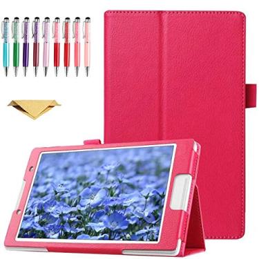 Imagem de QYiiD Capa para Galaxy Tab 3 de 7 polegadas SM-T210, capa fina de couro PU com suporte dobrável com função hibernar/despertar automática para Samsung Galaxy Tab 3 de 7 polegadas P3200 T210 T217, rosa