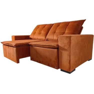 Imagem de NOVO ENCANTO, Sofá Retrátil Suzye 1.88M Suede Terracota/sala de estar, conforto, luxo, decoração, sala de filmes