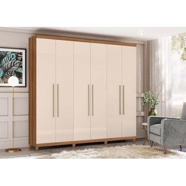 Imagem de Roupeiro 6 Portas e 3 Gavetas Porto Bello Mel Off White - Rud Rack