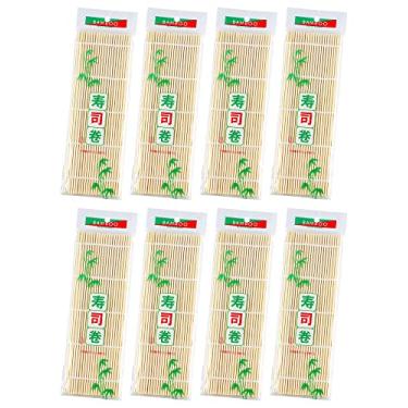 Imagem de JIALEEY Tapete para enrolar sushi de bambu, 24 x 24 cm, conjunto com 8 peças