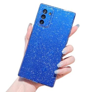 Imagem de MINSCOSE Capa compatível com Samsung Galaxy Note 10, linda capa brilhante com glitter fino à prova de choque TPU brilhante para mulheres e meninas para Galaxy Note 10 6,4 POLEGADAS-azul escuro