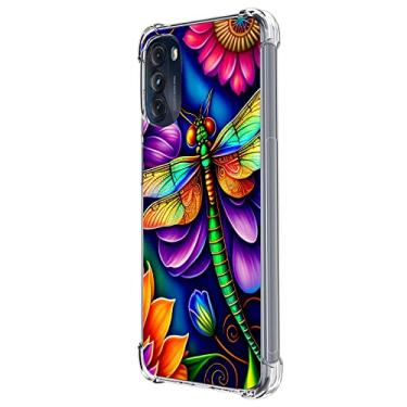 Imagem de Beaucov Capa para Moto G 5G 2022, Capa protetora contra quedas de flores de libélula colorida à prova de choque TPU capa protetora de corpo inteiro resistente a arranhões para Motorola Moto G 5G 2022