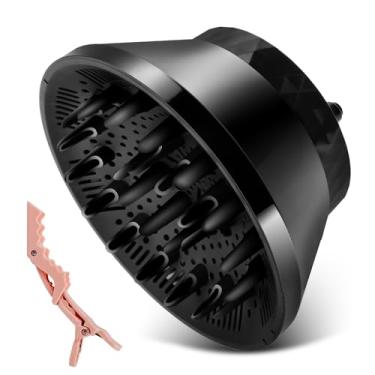 Imagem de Bo'laiya Difusor de cabelo para bocais de secador de cabelo de 3 a 7 cm para cabelos cacheados e ondulados, (preto)