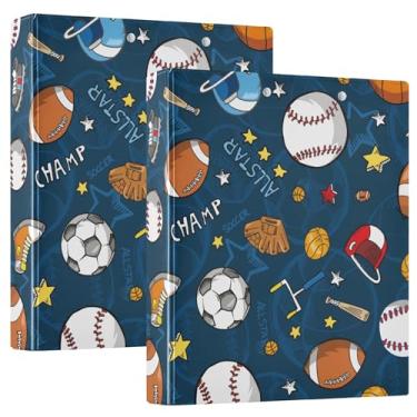 Imagem de Fichários de caderno de 3 anéis, fichários de caderno de 3 cm com bolsos, pacote com 1/2 fichários escolares, 200 folhas esportivas