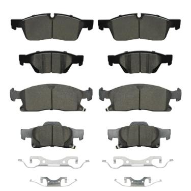Imagem de Kits de pastilhas de freio de cerâmica, conjunto de pastilhas de freio Gariqe 8 peças compatível com Dodge Durango 2011-2018, Jeep Grand Cherokee 2011-2019