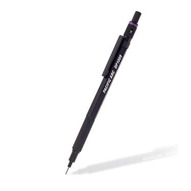 Imagem de Pacific Arc Lapiseira cromada de metal com cilindro preto de 0,9 mm com indicador de grau de grafite embutido, suporte para esboços, esboços e desenhos