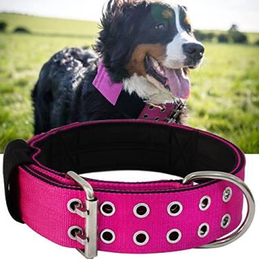 Imagem de Coleira PP COLOR para Cães Grandes - Coleira Rosa Choque de 5 cm com Alça, Tática de Nylon K9 Resistente, GG, Ideal para Pitbull, Pastor Alemão, Doberman, Rottweiler 56-68