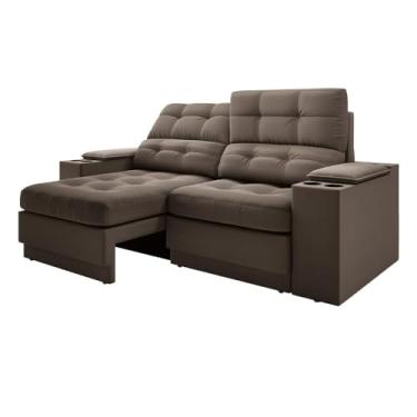 Imagem de Sofá com Usb Retrátil e Reclinável Eureka 1,70m - Marrom