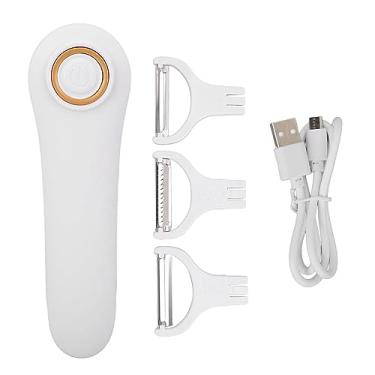 Imagem de Descascador de batata elétrico, descascador elétrico portátil, descascador elétrico portátil recarregável por USB, descascador de frutas e legumes com 3 cabeças de corte para casa