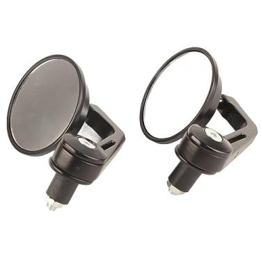 Imagem de MUNEFE Espelhos Retrovisores Da Extremidade Da Barra Da Motocicleta, Espelhos Da Extremidade Da Barra Do Punho Retrovisor Lateral Redondo, Espelhos Retrovisores Pretos Convexos Para A Motocicleta