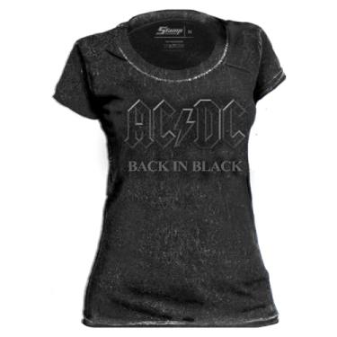 Imagem de Stamp Rockwear, Camiseta Feminina Especial AC/DC Back In Black Cor:Preto;Tamanho:G