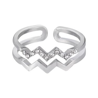 Imagem de MIXJOY Presente de anel de onda dupla para filha irmã melhor amiga, presente de lembrete diário inspirador para meninas e mulheres, ajustável, Adjustable, Zircônia cúbica, Sem pedra preciosa