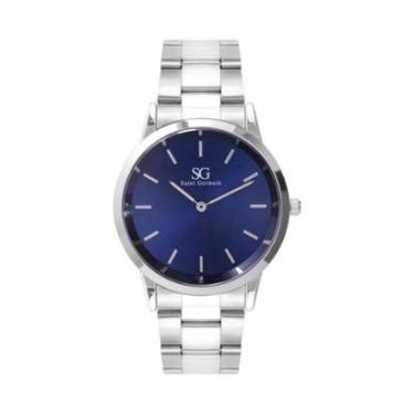 Imagem de Relógio masculino pulseira prata fundo Azul Belmont Blue Silver 40mm-Saint Germain-Masculino
