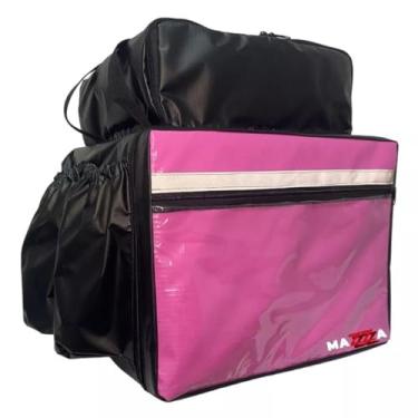 Imagem de Mochila Bag Completa para Motoboy Delivery Impermeável com ISOPOR 45L - Preto/Rosa