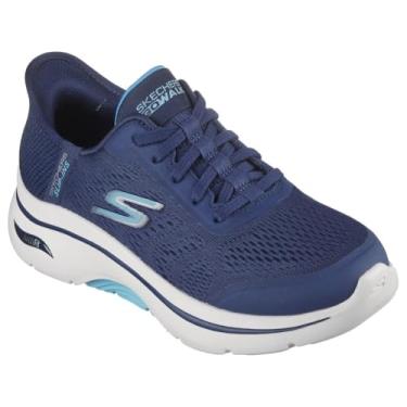 Imagem de Skechers Tênis feminino Go Walk Arch Fit 2.0 Valencia Hands Free Slip-ins, Azul-marinho/azul-piscina, 35 BR