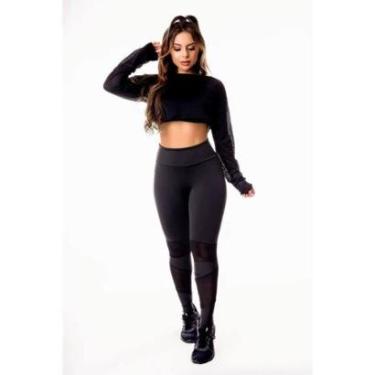 Imagem de Conjunto Racy Modas Fitness Calça Legging Com Detalhes Em Dry Cropped De Tela Feminino-Feminino