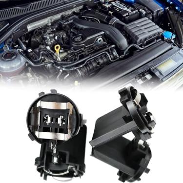 Imagem de BINQIGOO 2 peças OE-Spec H7 Adaptador de retentor de soquete de lâmpada e conector de farol baixo de soquete de lâmpada compatível com Volkswagen Golf GTI Passat Tiguan EOS Número OE: 5K0941109,