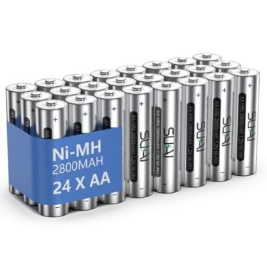 Imagem de SUKAI Pilhas recarregáveis AA, 2800mAh baterias A duplas de alta capacidade, bateria AA NiMH de 1,2 V com baixa autodescarga, carregável por 1200 ciclos, pré-carregada - (24 unidades)