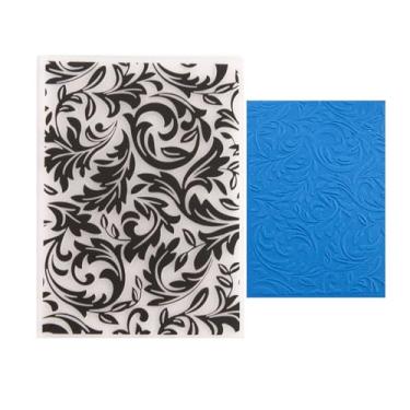 Imagem de DIYology Pastas em relevo de plástico com textura de redemoinhos para fazer cartões de filigrana barroca, estênceis para artesanato em papel DIY, scrapbook, decoração de argila de polímero