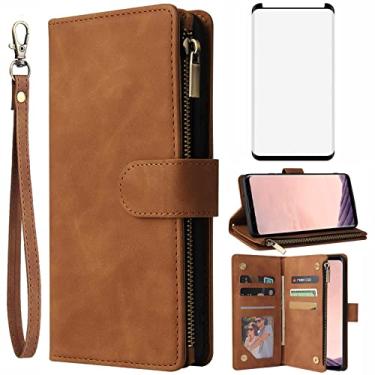 Imagem de Asuwish Capa tipo carteira compatível com Samsung Galaxy S8 Plus, protetor de tela de vidro temperado e capa flip com porta-cartões, capas para celular para Glaxay S8plus S 8 8 plus 8S Edge S8+