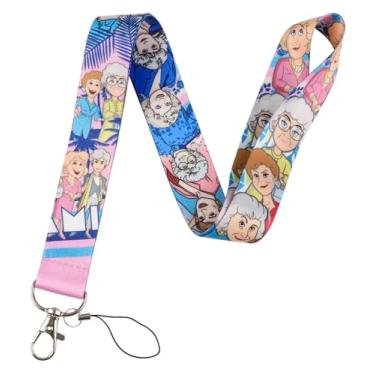 Imagem de Pinstant The Golden Girls Rose Dorothy Blanche Sophia Betty White Classic Comedy Show Retratos de 45 cm Cordão de pescoço porta-chaves crachá de identificação alça de alfinete para celular, Vermelho,