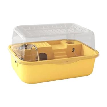Imagem de WeiLaiKeQi Habitat de gaiola grande para hamster com compartimento de acrílico para hamster com tampa que pode ser aberta, porquinhos-da-índia, Amarelo